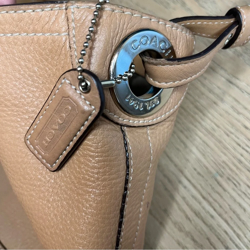 Vintage Coach Slouchy Pebbled Leather Hobo Y2K Shoulder Bag Tan - Picture 13 of 14